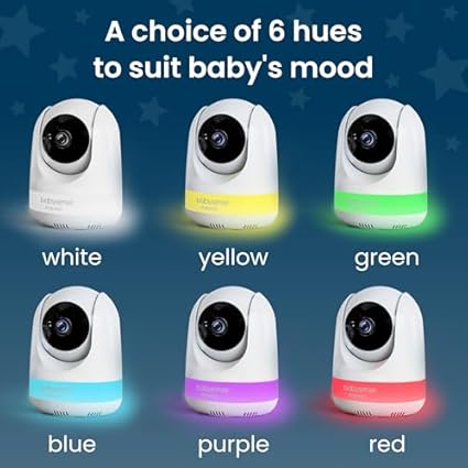 Babysense Prisma Baby Monitor with Camera and Audio, 5” HD Video Baby Monitor, 6-Color Night Light, Split Screen, Baby Sound Machine with White Noise & Lullabies, Secure No WiFi