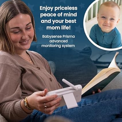 Babysense Prisma Baby Monitor with Camera and Audio, 5” HD Video Baby Monitor, 6-Color Night Light, Split Screen, Baby Sound Machine with White Noise & Lullabies, Secure No WiFi