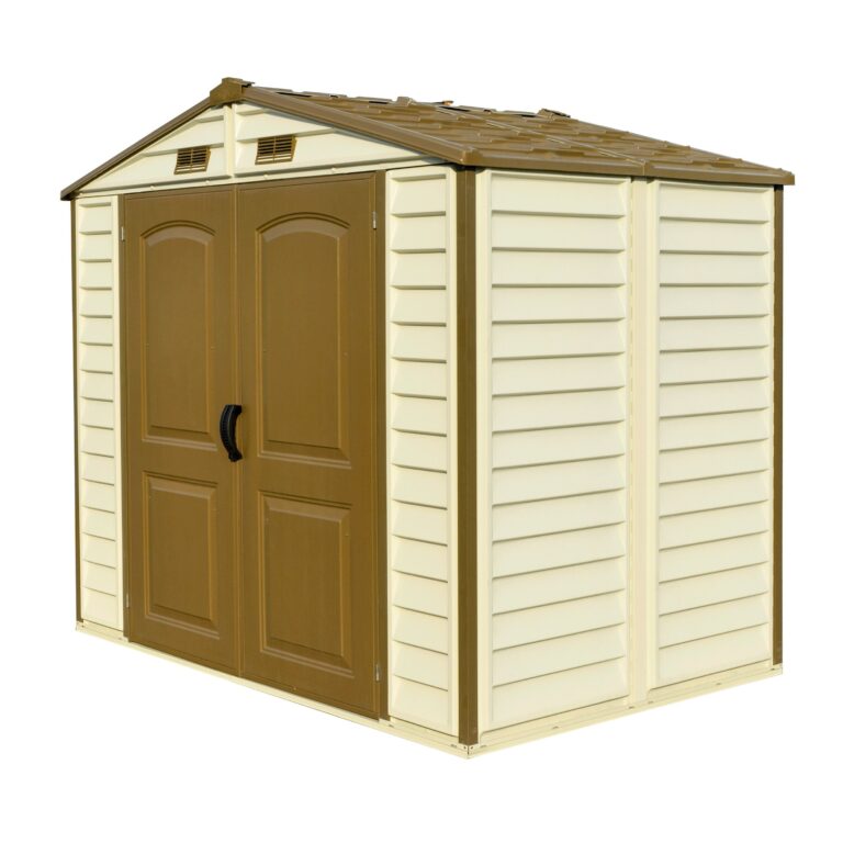 DuraMax 8ft x 6ft Storeall Vinyl Shed with Foundation Kit and window