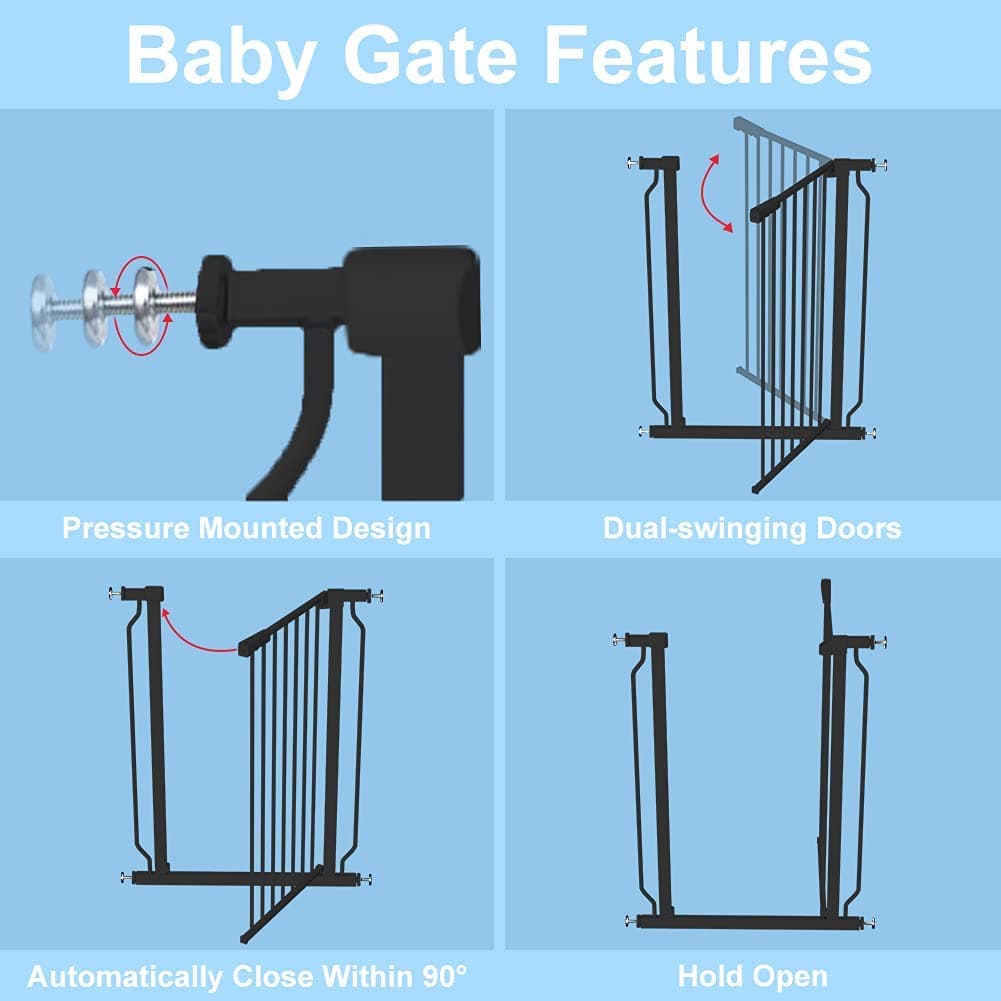 FairyBaby 40" Extra Tall Auto Close Big Dog Gate