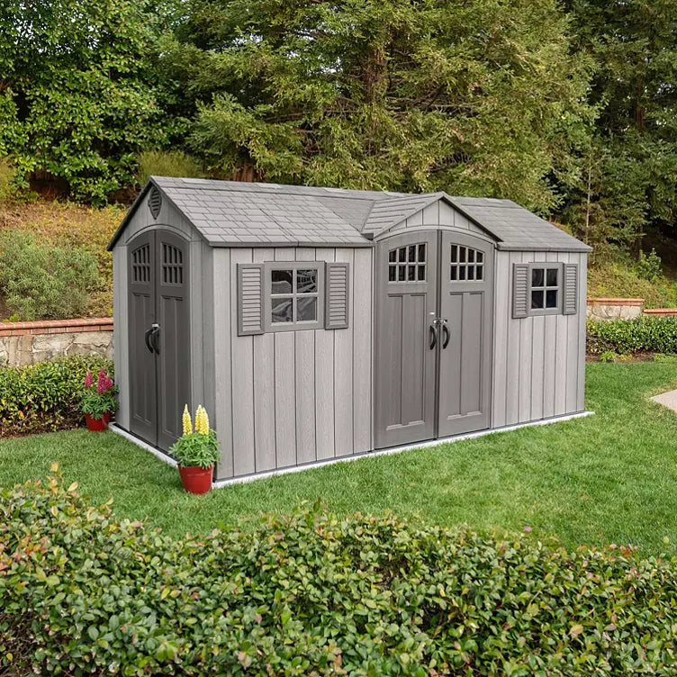 Lifetime 15′ x 8′ Rough Cut Dual-Entry Outdoor Storage Shed